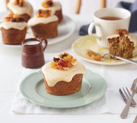 Gluten Free Mini Fruitcake with Lemon & Cinnamon Icing